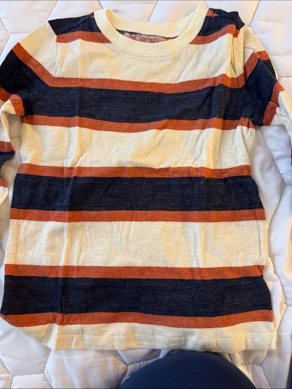 Old Navy Striped Short Sleeve Tee in Cream, Navy & Rust